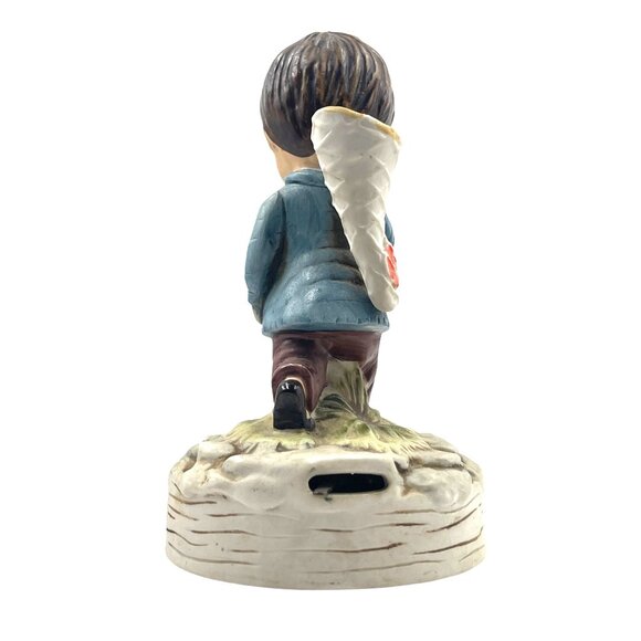 Vintage Gorham Moppets 1973 Fran Mar Music Box Figurine Boy Fishing - Picture 5 of 11